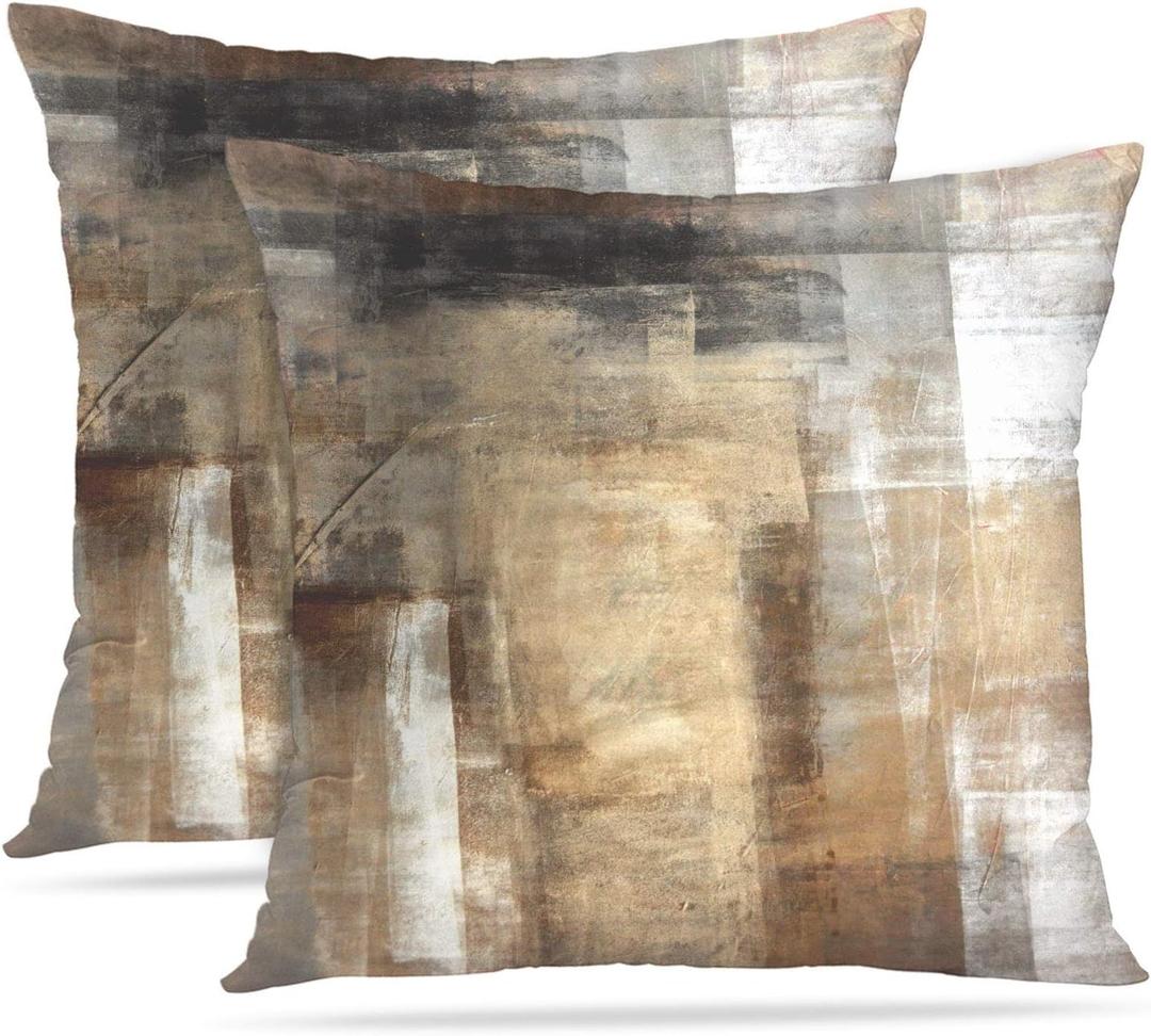 Britimes Throw Pillow Covers Home Decor Set of 2 Pillow Cases Decorative 20 x 20 Inches Cushion Couch Sofa Pillowcases Taupe Tan Grey Brown Beige