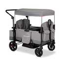 Radio Flyer Pathfinder 4-Seat Stroller Wagon, for Kids 6+ Months, UV Canopy | Compact Fold, Never Fall Pull Handle, Seats Convert to Flatbed, Snack Tray & Storage, Cup Holders