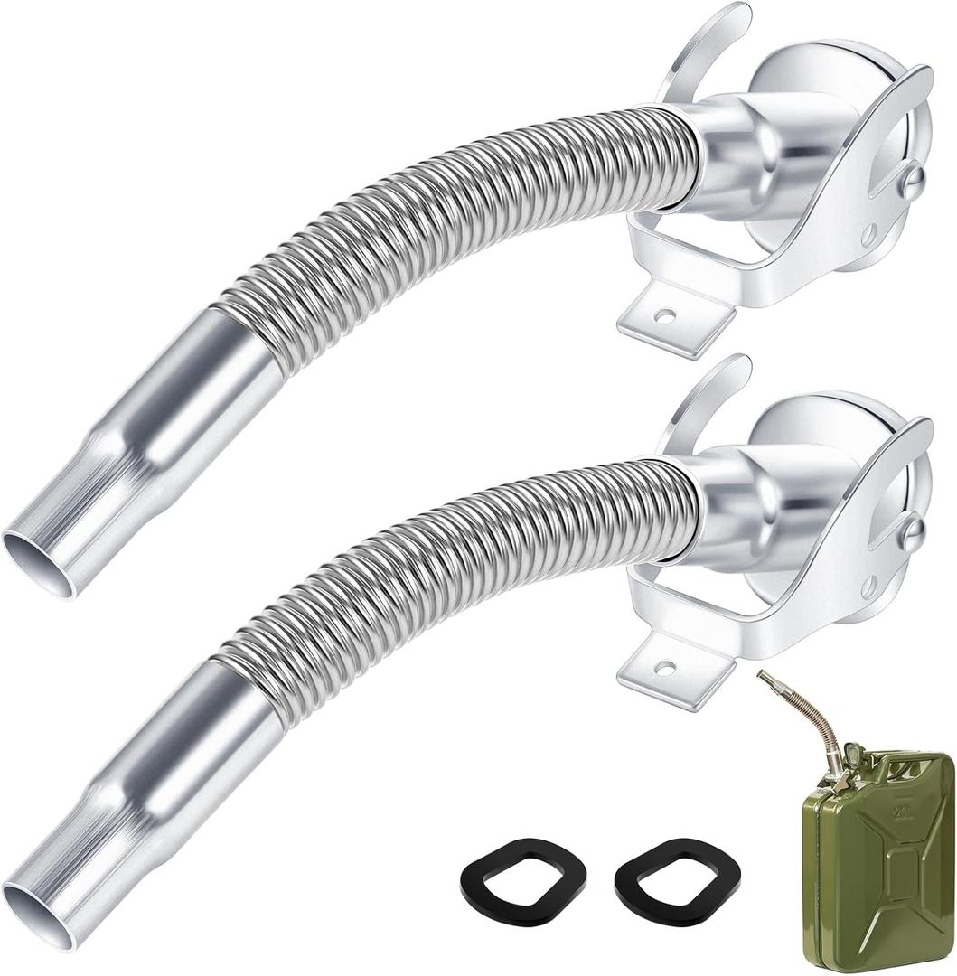 BBTO 2 Pcs Flexible Jerry Can Spout Stainless Steel Long Nose Spout Replacement Compatible with Wavian Jerry Can (Silver)