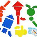 Wooden Magnetic Blocks Toys - Shape Pattern Building Block - Large Tangram Puzzles for Kids - Geometric Creative Development Toys Montessori Learning Material - Stocking Fillers Stuffers 3 Years