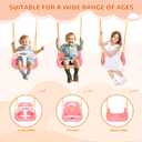 3-in-1 Toddler Swing Set, Indoor & Outdoor Baby Swing Heavy Duty Swing Set with Foldable Metal Stand for Aged 6 Months to 10 Years Old, Easy to Assemble and Store (Pink)