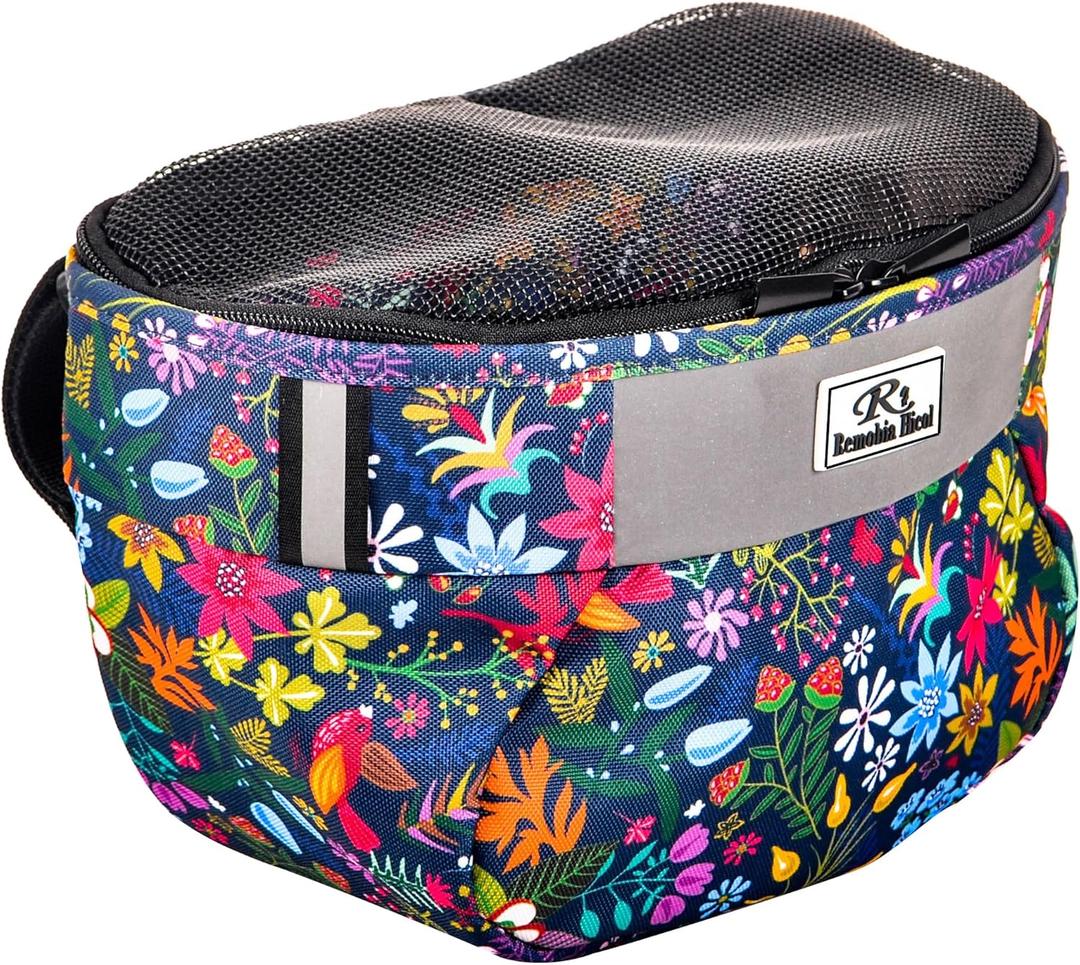 Remobia Hicol Kids Bike Basket,Durable Front Frame Bicycle & Scooter Basket Bag,Waterproof Fabric Bicycle Handlebar Bag for Boys, Girls, Toddlers with Zipper Mesh Lip(Flower)