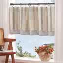 jinchan Colorful Striped Linen Double Layer Valance Christmas Pinstripe Cafe for Living Room Bathroom Light Filtering Drapes for Small Window Farmhouse Valance Rod Pocket 1 Panel 18 Inch Multi Green