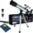 Telescope for Kids 50mm 100x Magnification Beginner Silver Telescopio with Tripod, 2 Eyepieces, Finder Scope Set, STEM Educational Astronomy Christmas Gift for Boys & Girls Ages 6-12