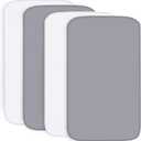 4-Pack Fitted Crib Sheets for Boys and Girls - Breathable, Soft Microfiber Baby Sheets in Grey and White