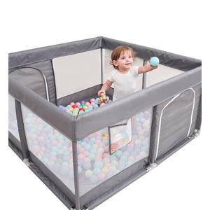 PandaEar Baby Playpen, Large Baby Playpen for Toddlers, Sturdy Infant Play Yards with Soft Breathable Mesh, Indoor & Outdoor Kids Activity for Infant Safety (50"×50")