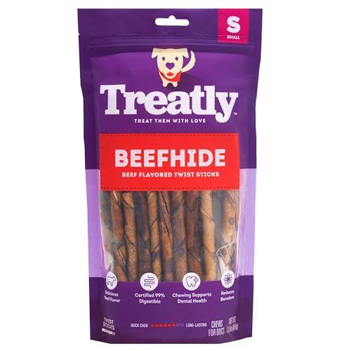 Treatly Beefhide Twist Sticks 5" Dog Chew Treats - Beef Flavor, 1 lb/1 Pack (BBD 04/2027)