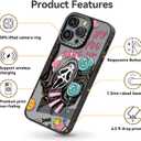 Magnetic for iPhone 15 Pro Magsafe Case Cute Aesthetic - Durable Fashion Funny Phone Case - Girly Skeleton Skull Pattern Print Cover Design for Woman Girl 6.1 inches Black