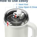 For Iced Coffee & Smoothies Never Drink from a Moldy Lid Again: 24oz Hygienic Tumbler, 100% Leakproof Lid & Removable Foldable Spout. Reinforced Base, Fits Cup Holders-Cream