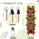 Umigy 2 Set of 7 Tier Vertical Planter Stackable Tower Planters Strawberry Herb Flower and Vegetable Pots Indoor Outdoor Gardening Pots with Removable Wheels and Tools(Brick Red)