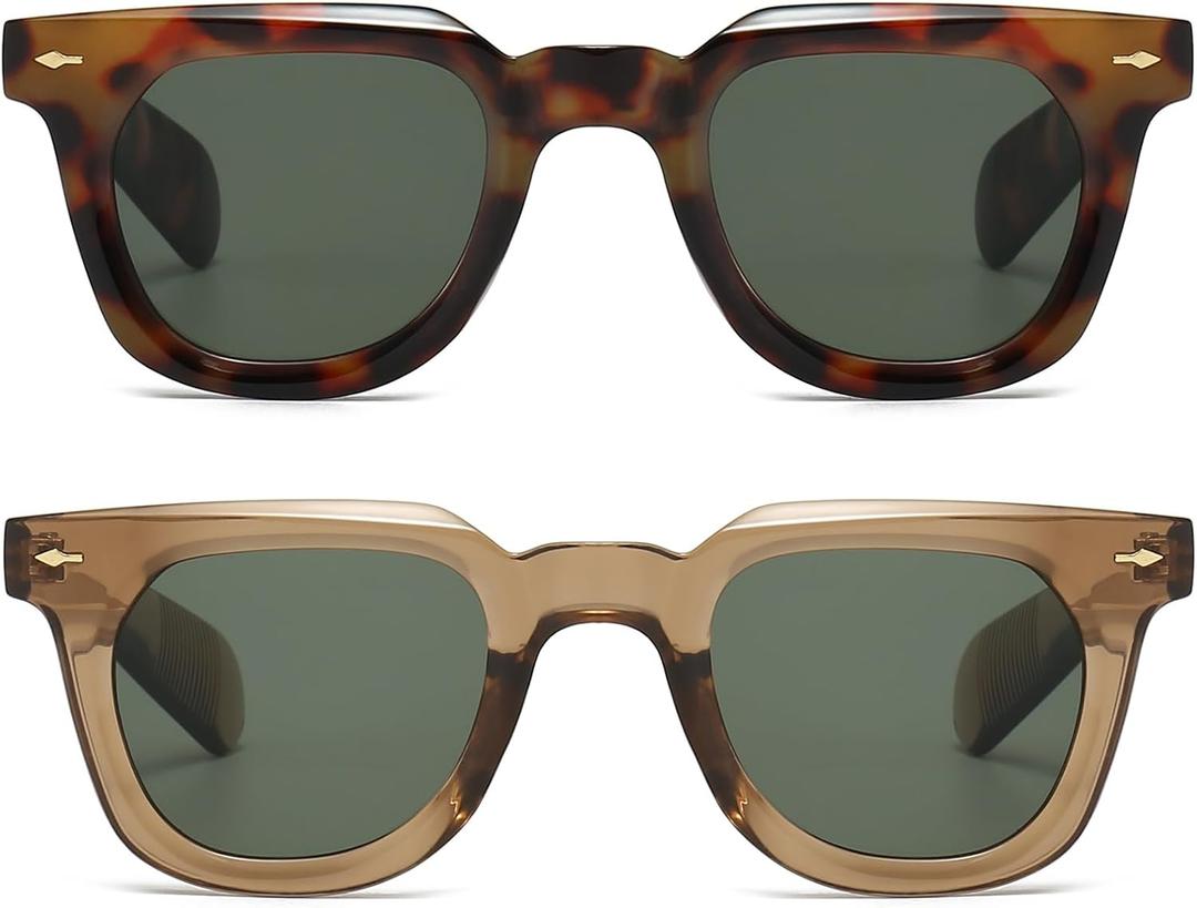 PORADAY Square Sunglasses for Women Men Trendy Thick Frame Sun Glasses Black Shades