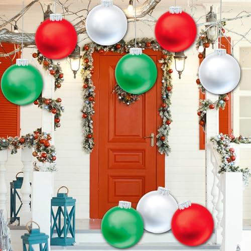 YHFUISK 17 PCS Outdoor Christmas Decorations,12 Inch Large Inflatable Balls,Christmas Ornaments Decor for Front Door Yard for New Year Festive