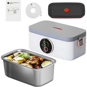 Cordless Electric Lunch Box, 1L Portable Self Heated Lunch Box, 16000mAh Battery Powered Food Warmer for Outdoor, Meal Prep, Car, Travel, Picnics and Office Use