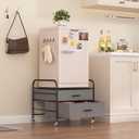 EazeHome Mini Fridge Stand, Fridge Stand with Storage, 2 Drawer Fridge Cart, Organizer Unit for Mini Fridge, Fridge Stand with Metal Frame and Fabric Drawers, Mini Fridge Table with 4 Swivel Wheels, 23.62 x 22.28 x 22.17 inches