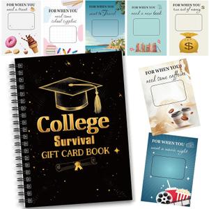 Zhanmai College Gift Card Book 7 x 5 Inch Graduation Gift Card Book 2026 College Survival Booklet Organizer Leaving Home High University School Birthday Care Package Cash Holder(Black Gold)