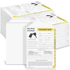 Sayglossy 100 Pack Key Drop off Envelopes 6" x 9" Open End After Hours Key Envelopes Auto Shop Repair Service Keys Drop Envelope Drops Box Envelope for Overnight or Early Birds