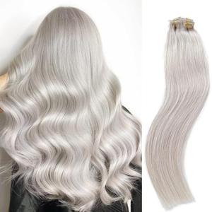 Hair Clip in Remy Hair Extensions 70g 5pcs 22inch Monochrome Hair Extensions Silky Straight Long Hair Extension 100% Brazilian Virgin Human Hair Clip In Extensions (#Sliver,22Inch) (22 Inch)