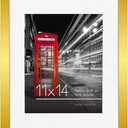 Americanflat 11x14 Picture Frame with Polished Crystal-Clear Glass - Use as 8x10 Frame with Mat or Display 11x14 Photo Without Mat - Signature Collection - Picture Frames for Wall Display - Gold