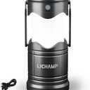 Lichamp 1-Pack Solar Camping Lantern, USB Rechargeable LED Lanterns Battery Powered Pop Up Flashlight Lamps with Three Modes Power for Power Outages Hurricane Supplies Emergency Indoor & Outdoor