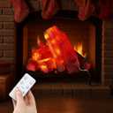 Tuanse 6 Pcs 8.7 in Flameless Fireplace Log Light with Remote Control, Christmas Fake Fire Wood for Fireplace Artificial LED Fire Log Flameless Wood Burning Flame for Festival Indoor Outdoor Decor