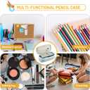 3 x Sonuimy Large Capacity Pencil Case Pouch, Cute Aesthetic Big Capacity Zipper Pencil Cases Pen Portable Office Stationery Makeup Bag, Desk Organizer for College Adults Women Men- Green