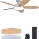 VONLUCE Ceiling Fans with Lights, 42 Inch Ceiling Fan and Remote, Full-spectrum LED Light, 3CCT, 6-Speeds Noiseless Reversible DC Motor, Modern Flush Mount Ceiling Fan for Farmhouse Bedroom Indoor (Nickel)