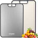 Sumzzz Titanium Cutting Board for Kitchen, Non Toxic 2-in-1 Cutting Board Double Sided Food Grade Pure Titanium, Knife Friendly Easy to Clean Large Size 1510.3 (Silver)