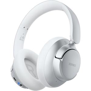 BERIBES Upgraded Hybrid Active Noise Cancelling Wireless Headphones with Transparent Modes, 70H Playtime Bluetooth Headphones Wireless with Mic, Deep Bass, 3.5MM Cable, Soft-Earpads, Fast Charging-Silver