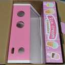 WHOHOLL Wooden Ice Cream Counter Playset for Toddler Girl Toys, Play Store Pretend Toy Food Play Kitchen Accessories with Fake Money & Coin, Christmas Birthday Gifts for 3+ Year Old Kids (Pink)