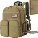 CVLIFE Tactical Range Backpack for Men with Stable Support, Handgun Backpack with Pistol Cases, Range Bag with Removable Divider, Lockable Zipper Design Daypack for EDC Work, Tan