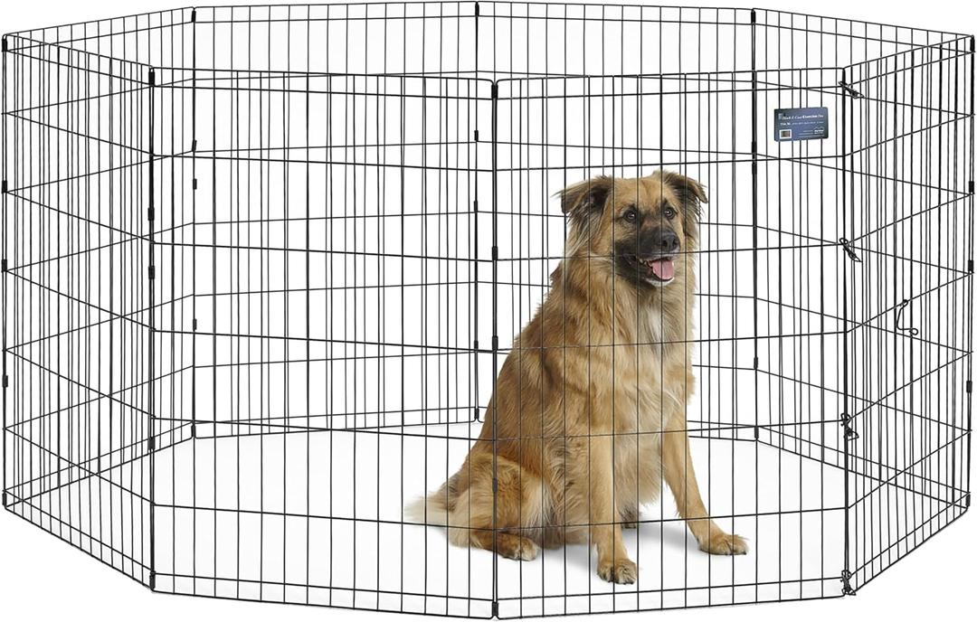 MidWest Homes for Pets 36-Inch Exercise Pen, for Indoor and Outdoor use, 16 Sq Feet of Play, Folding Dog Pen, No Door Design for Maximum Security, Easy to Set Up, Foldable Dog Playpen