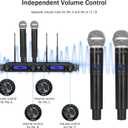 MicrocKing Wireless Microphone System, with 4 Handheld Mics, Metal Build, Fixed Frequency, Long Range 400ft, Ideal for Party/Wedding/Church/Conference/Speech