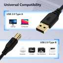 Printer Cable 6FT USB 2.0 Printer Cable USB-A to USB-B Cables, High Speed Scanner Print Cord for HP Canon Dell Samsung Epson Brother Lexmark Xerox, MIDI Cables for Digital Piano DAC MIDI Controller