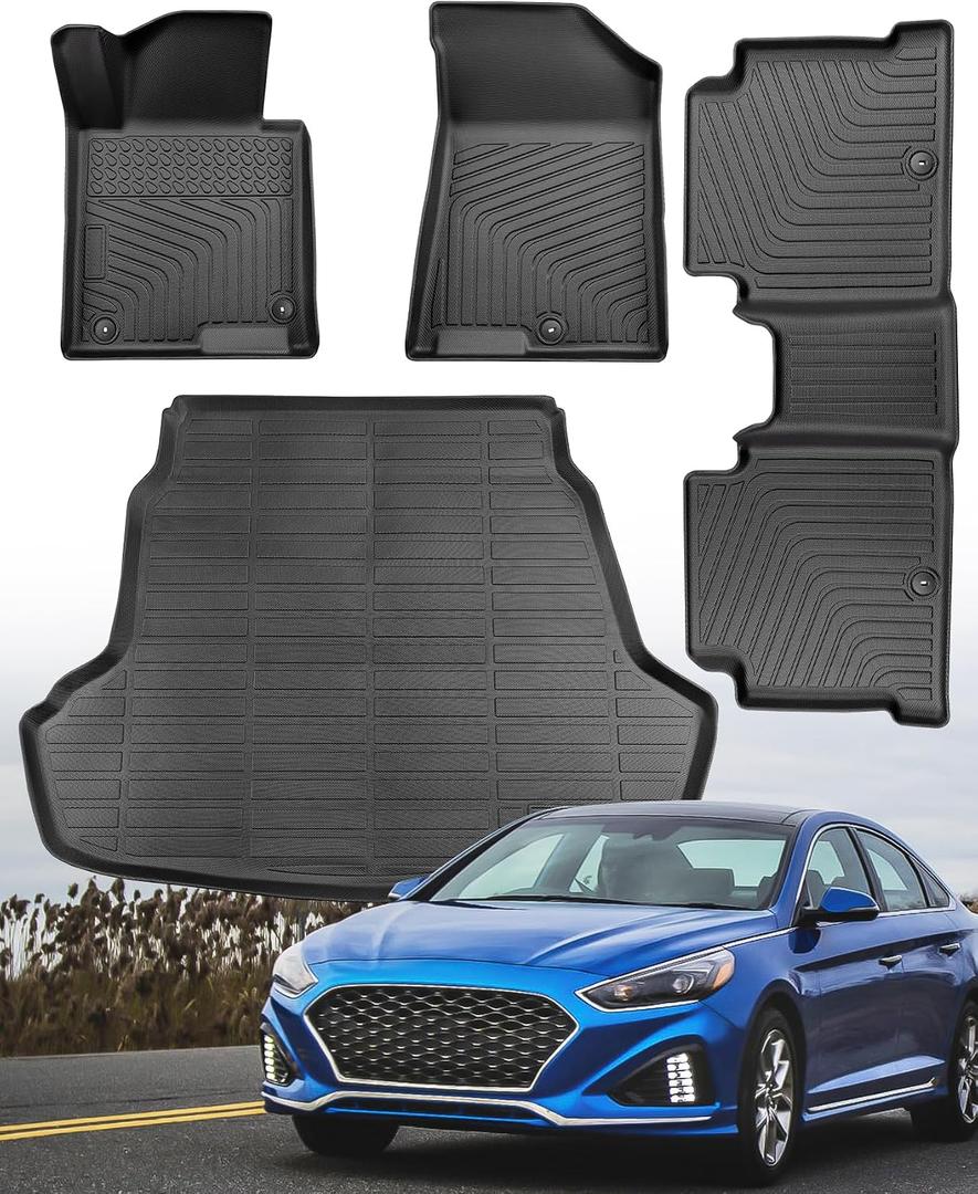 for Hyundai Sonata Floor Mats 2015 2016 2017 2018 2019,Floor Mats for Kia Optima 2016-2019,All Weather Floor Mats Trunk Mats Full Set Cargo Liners Accessories (4PCS)