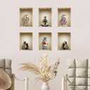 THE NISHA 6 PC Pack Art Magic Pictures Peel and Stick 3D Vinyl Removable Wall Sticker Decals DIY Sticky Backsplash (Lighting Spots), Yoga and Painted Vases 6105