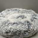 JOLLYVOGUE Small Dog Bed, Calming Dog Beds for Small Dogs & Indoor Cats - 20 Inches Donut Washable Cat Bed for Kittens & Puppies, Round Fluffy Plush Faux Fur Pet Beds(Smoke Grey)