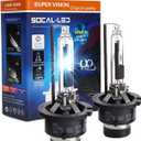 SOCAL-LED LIGHTING D2R 35W Xenon HID Headlight Bulbs - 6000K Crystal White - 85126UB 66250 85126WX OEM High Low Beam Direct Replacement - Pack of 2