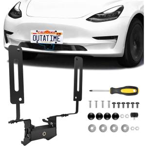 No Drill Front License Plate Holder for Tesla Model Y Juniper 2025-2026, No Block Camera Visibility Lockable License Plate Bracket Mount Anti-Theft No Adhesives License Plate Frame Model Y Accessories