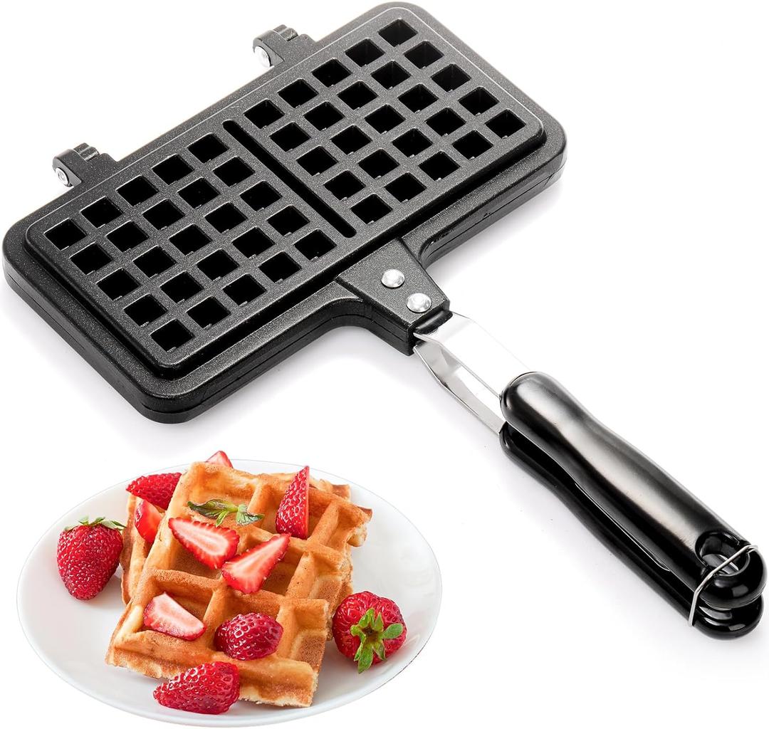 Dicunoy Non-stick StoveTop Waffle Maker, 8" Portable Aluminum Pan for Sandwich Toaster, Breakfast