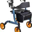 Rollator Walkers for Seniors- Rollator Walker 8" Wheels-with Cup Holder Easy Folding Senior Walker with Backrest- Lightweight Mobility Walking Aid for Adult Elderly, Aluminum Frame, Royal Blue (TPU off-road tires)
