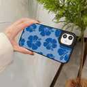 Flower Phone Case for iPhone 12/12 Pro - Slim Shockproof Hard Shell, 5ft Drop Protection, Cute Aesthetic Blue Hibiscus Pattern, Tough Protective Case for Women and Girl