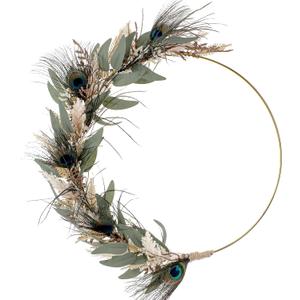 Boho Wreath for Front Door - 12 Inch Peacock Feather Wreath for Farmhouse All Season Home Decor, Hanging Wreaths with Green Leaves for Porch Wall Indoor Window