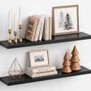 Black Floating Shelves 36 Inch Long, 8" Deep Wall Shelves for Bedroom Books