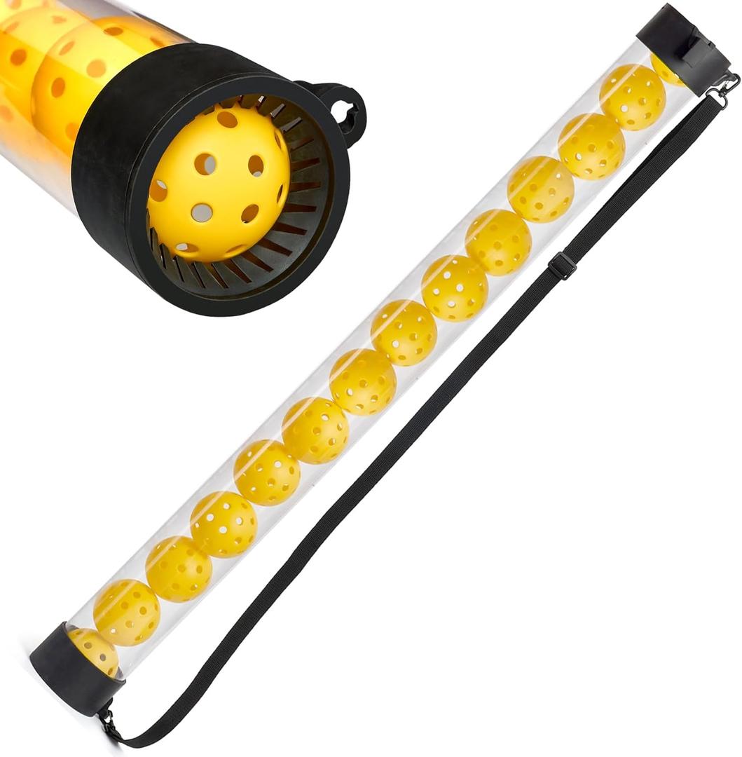 Pickleball Picker Upper Ball Holder, Pickleball Ball Picker Hopper Tube, Pickleball Pickup Tube - Lightweight Pickleball Retriever Collector with Shoulder Strap (Model 1)