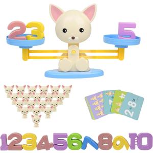 Puppy Balance Counting Toys, Cool Math Learning Games for Boys and Girls, Educational Number Toy Preschool Puppy Balance Counting Toys, Fun Children's Gift STEM Math Games Toys for Kids Age 3+(63 PCS)