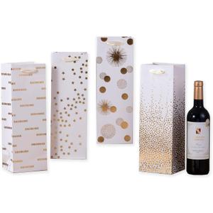 SHIPKEY 12 Pack of Wine Gift Bag, Bags Bulk for Wine Bottles, 13.7 Wines Bottle Bags for Thanksgiving, Halloween, Easter Day, Graduations, Weddings, Christmas, Mother's Day and other Holidays (Gold)