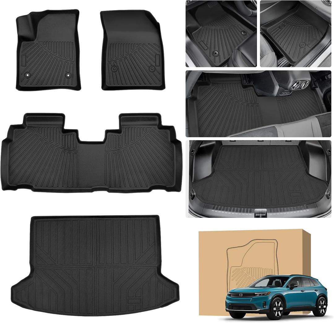 Peleus Floor Mats & Cargo Liners for 2024 2025 Honda Prologue&Chevrolet Chevy Blazer EV,TPE All Weather Protection 1st & 2nd Row Car Floor Liners with Trunk Mat Accessories for Honda Prologue