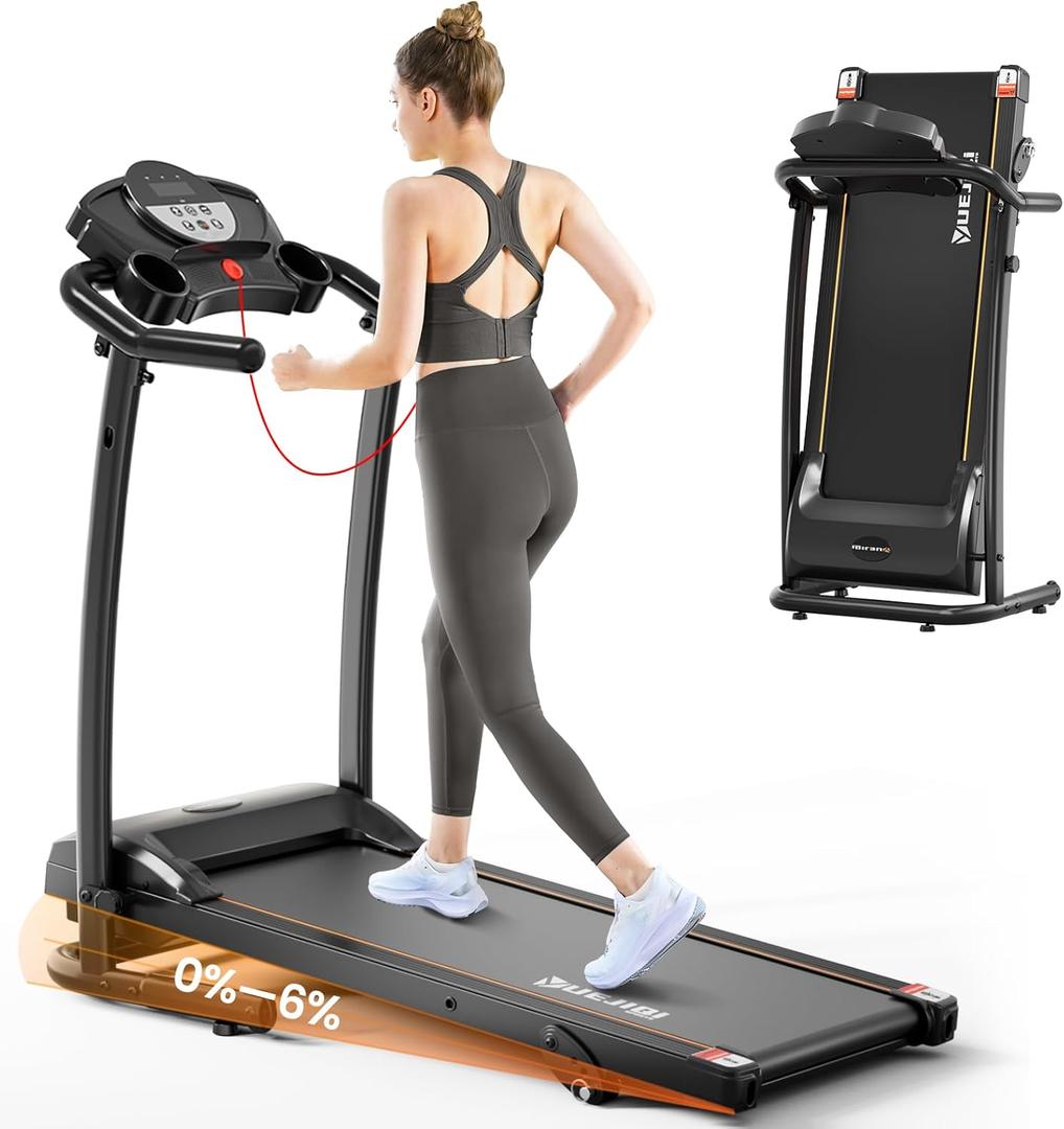 Treadmills for Home, 3.0HP Folding Treadmill with Incline, Small Space Portable Running Machine, 240 Lbs Capacity with 12 Preset PROG, LED Display, Speaker and Cup Holder (Black)