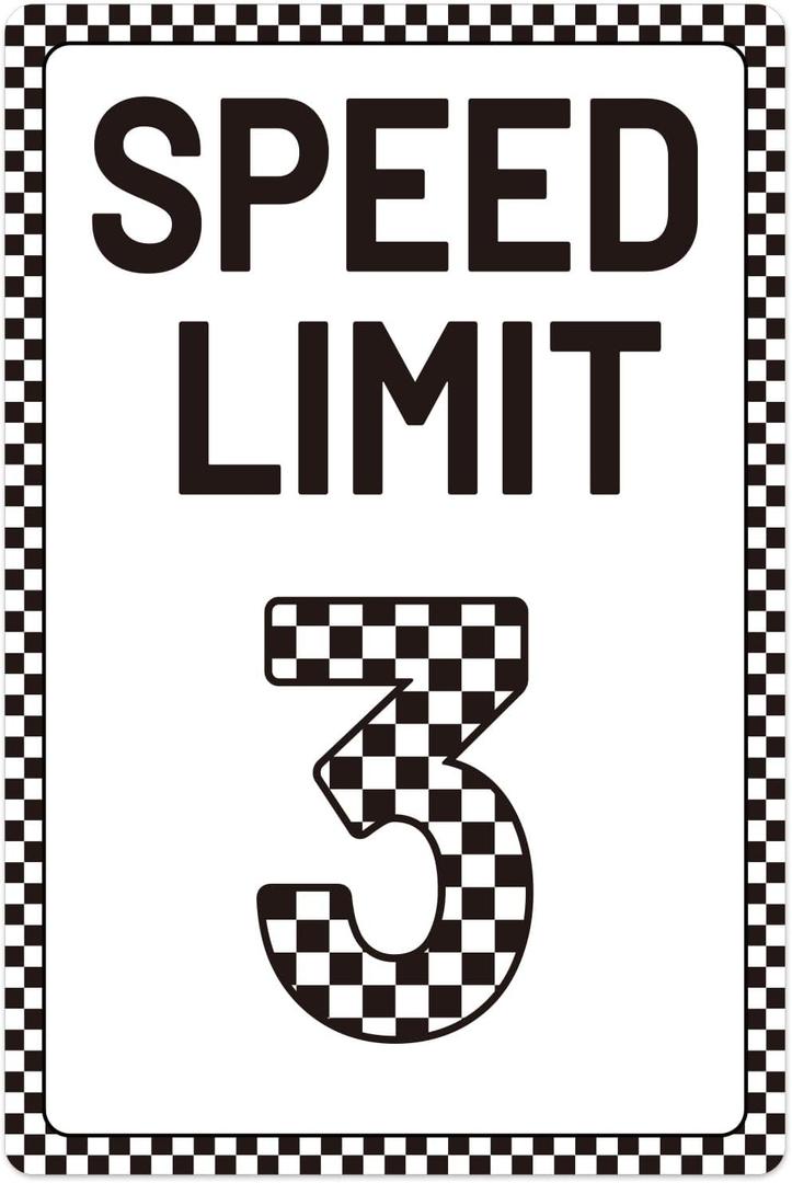 Speed Limit 3 Sign, 30x20cm/11.8x7.9in Vintage Metal Tinplate Sign Race Car Theme Party Decor for Boys Birthday Party Decoration Funny Birthday Gift
