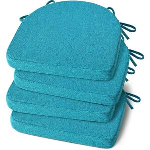 Shinnwa Kitchen Chair Cushions Set of 4, Non-Slip Dining Chair Cushions with Ties and Machine Washable Cover, 4 Pack, 17 x 16.5 x 2in, Teal
